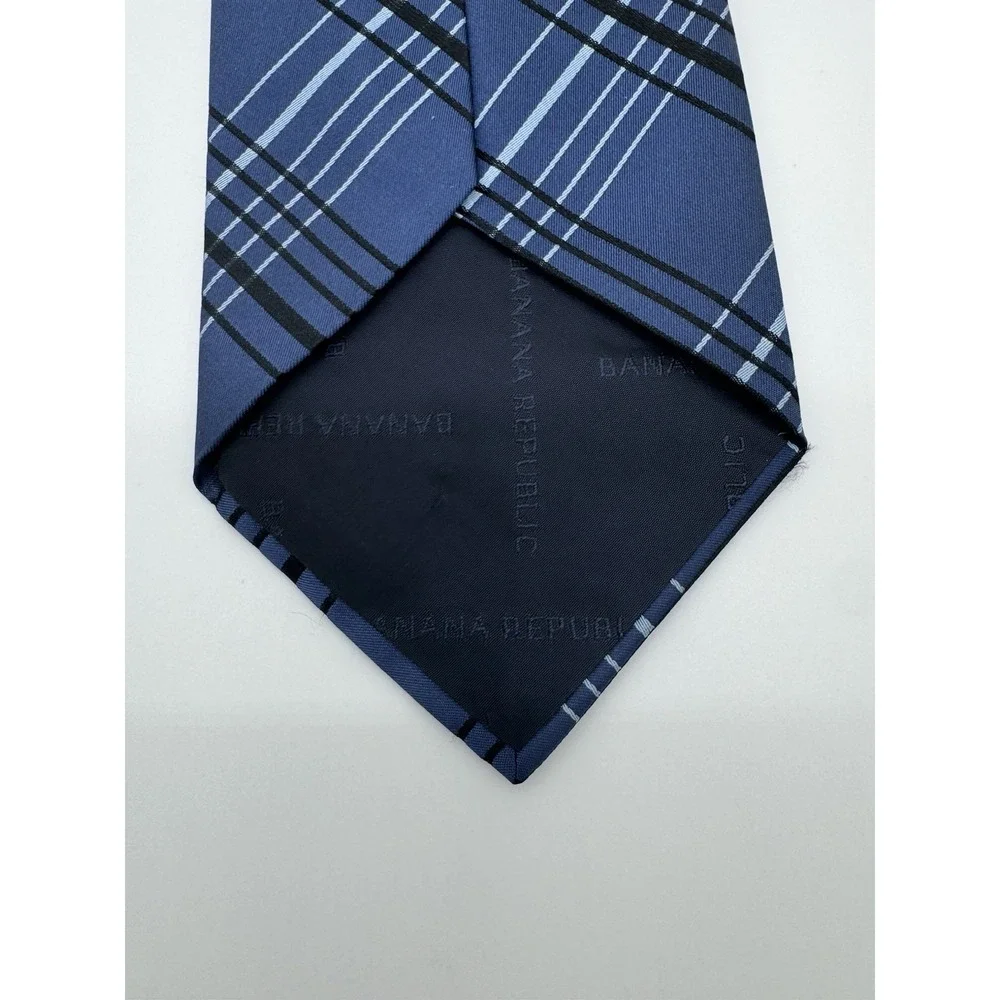 Banana Republic 100% Silk Blue Plaid Striped Tie Classic Men's Neck Tie‎
